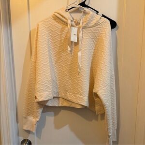 Simply Southern Cream Quilted Hoodie with pearls and diamonds on hood. Small NWT